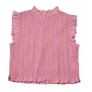 Maria de la Orden Margo Top in Pink Orange Stripes